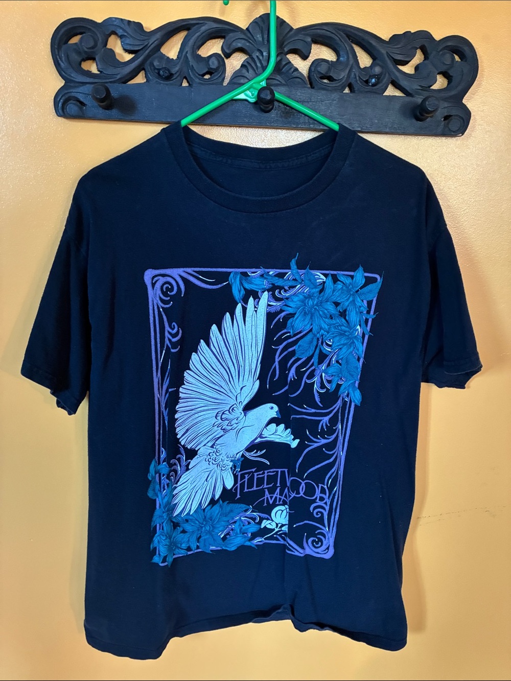 Fleetwood Mac Black Graphic Tee with Blue Dove Design